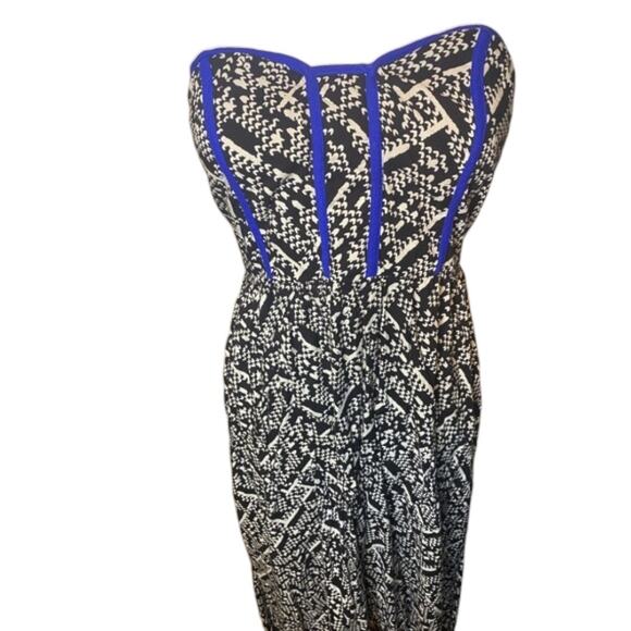 Xhilaration Strapless Black And White High Low Dress Blue Accents Size XS - Picture 4 of 8